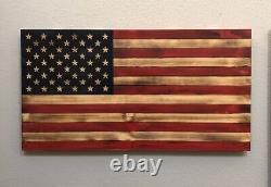Solid Wooden American Flag Wall Art, Rustic Handmade, Wooden Flag, Wood Decor