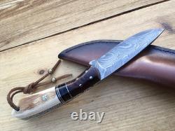 Stebbins Custom Damascus Blade Knife Desert Ironwood And Mammoth Handle USA