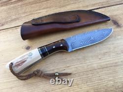 Stebbins Custom Damascus Blade Knife Desert Ironwood And Mammoth Handle USA