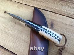 Stebbins Custom Damascus Blade Knife Desert Ironwood And Mammoth Handle USA