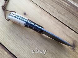 Stebbins Custom Damascus Blade Knife Desert Ironwood And Mammoth Handle USA