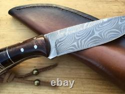 Stebbins Custom Damascus Blade Knife Desert Ironwood And Mammoth Handle USA