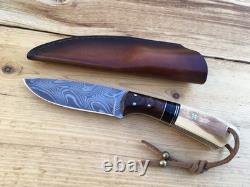 Stebbins Custom Damascus Blade Knife Desert Ironwood And Mammoth Handle USA