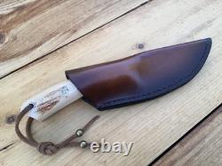 Stebbins Custom Damascus Blade Knife Desert Ironwood And Mammoth Handle USA