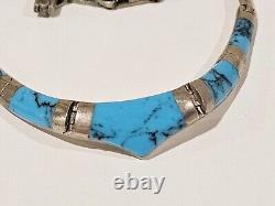 Sterling Silver Navajo Turquoise Inlay Necklace
