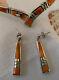 Sterling Silver Necklace & Earrings Spiny Oyster Inlay Crafted By Calvin Begay