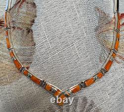 Sterling Silver Necklace & Earrings Spiny Oyster Inlay Crafted By Calvin Begay