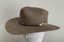 Stetson 4X Drifter Buffalo Felt Cowboy Hat Sz 7 1/2 Stone Tan Hand Made in USA