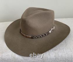Stetson 4X Drifter Buffalo Felt Cowboy Hat Sz 7 1/2 Stone Tan Hand Made in USA