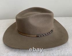 Stetson 4X Drifter Buffalo Felt Cowboy Hat Sz 7 1/2 Stone Tan Hand Made in USA