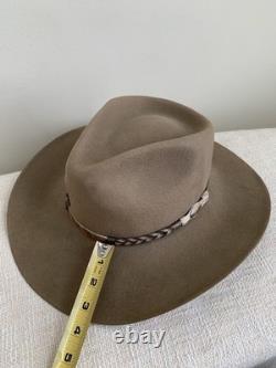 Stetson 4X Drifter Buffalo Felt Cowboy Hat Sz 7 1/2 Stone Tan Hand Made in USA