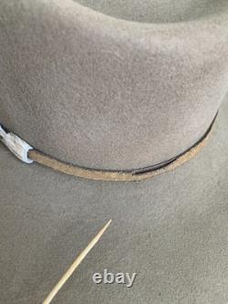 Stetson 4X Drifter Buffalo Felt Cowboy Hat Sz 7 1/2 Stone Tan Hand Made in USA