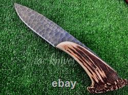 Stone Textured Antler Handle Outdoor Hunting Knife