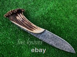 Stone Textured Antler Handle Outdoor Hunting Knife