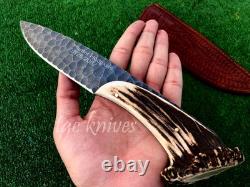 Stone Textured Antler Handle Outdoor Hunting Knife