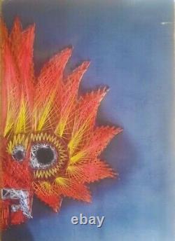 String Art 100% Hand Made Original Sri Lanka Yaka Face Pins Wall Art Thread USA