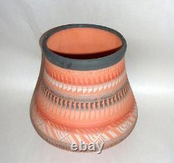 Stunning 8 Intricately Etched Red Clay Navajo Hand Made Pot signed A. Charley