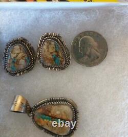 Stunning Native American Nevada Turquoise pendant and earrings