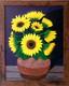 Sunflowers Original Flower Painting By Chris Miller 12x15 Framed Fine Art Signed