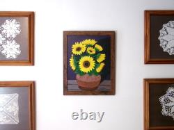 Sunflowers Original Flower Painting by Chris Miller 12x15 Framed Fine Art Signed