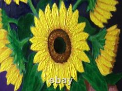 Sunflowers Original Flower Painting by Chris Miller 12x15 Framed Fine Art Signed