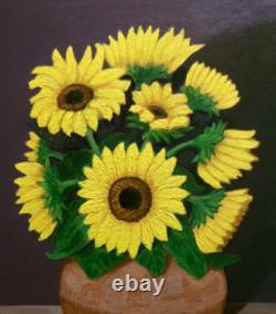 Sunflowers Original Flower Painting by Chris Miller 12x15 Framed Fine Art Signed