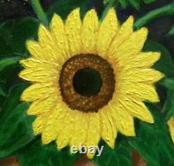 Sunflowers Original Flower Painting by Chris Miller 12x15 Framed Fine Art Signed