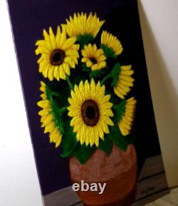 Sunflowers Original Flower Painting by Chris Miller 12x15 Framed Fine Art Signed