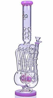 TALL 19 THICK Bong 6-Arm Coil RECYCLER Glass Water Pipe GIRLY Hookah Pink USA