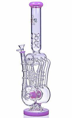 TALL 19 THICK Bong 6-Arm Coil RECYCLER Glass Water Pipe GIRLY Hookah Pink USA
