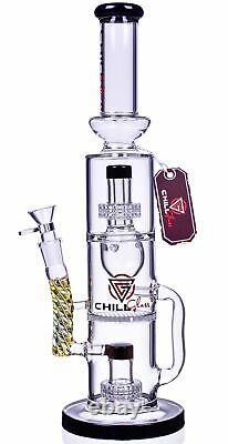 TALL Chill Glass 16 RECYCLER Bong HELIX Glass Water Pipe COOL Hookah USA