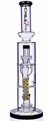 TALL Chill Glass 16 RECYCLER Bong HELIX Glass Water Pipe COOL Hookah USA