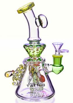 TATTOO GLASS 10 Showerhead BONG Water Pipe RECYCLER THICK Bubbler CUTE USA