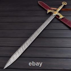 THE TEMPLAR 02 Custom Handmade Damascus Steel Knights Templar Sword USA