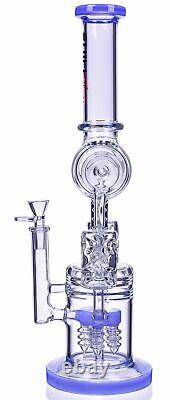 THICK 16 DOUBLE CHAMBER Chill Glass BONG Glass Water Pipe RECYCLER Hookah USA