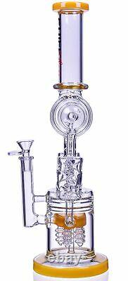 THICK 16 DOUBLE CHAMBER Multi Perc BONG Glass Water Pipe RECYCLER Hookah USA