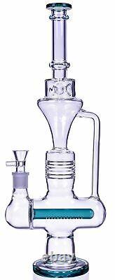 THICK 17 TALL Inline RECYCLER Perc Big BONG Teal COOL Glass Water Pipe USA