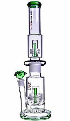 THICK 19 DOUBLE Chamber TALL Bong HEAVY Glass Water Pipe UNIQUE Hookah USA