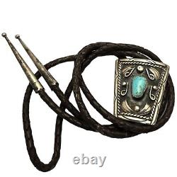 TRADITIONAL NAVAJO Darling Darlene TURQUOISE STERLING SILVER BOLO TIE