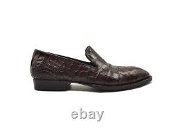 Tailor Made Brown Crocodile Print Leather Loafer Slip On Dress Gentlemen Shoe
