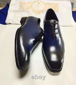 Tailor Made Goodyear Welted Blue Hand Panted Leather Lace Up Wholecut Dress Shoe