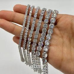 Tennis Bracelet SOLID 925 Sterling Silver MOISSANITE Passes Tester Sizes 2-6mm