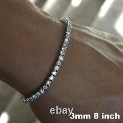 Tennis Bracelet SOLID 925 Sterling Silver MOISSANITE Passes Tester Sizes 2-6mm