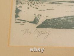 The Gypsy, a wood-block print by Mid-20th Century artist Jacob Landau
