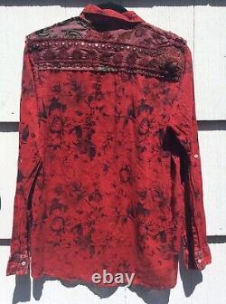 The Nu Vintage Red Western Top with hand embroidery X-Large II Made in the USA