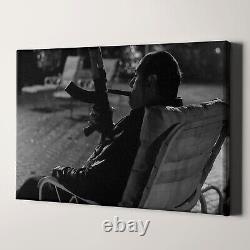 The Sopranos Tony Soprano Smoking Cigar AK 47 Machine Gun Canvas Wall Art Print