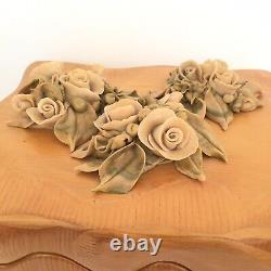 Treasure Keepsake Box OOAK Hand Made Maple USA Roses Decorated