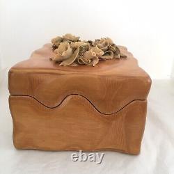 Treasure Keepsake Box OOAK Hand Made Maple USA Roses Decorated