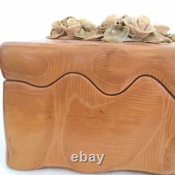 Treasure Keepsake Box OOAK Hand Made Maple USA Roses Decorated