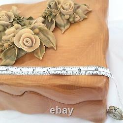 Treasure Keepsake Box OOAK Hand Made Maple USA Roses Decorated